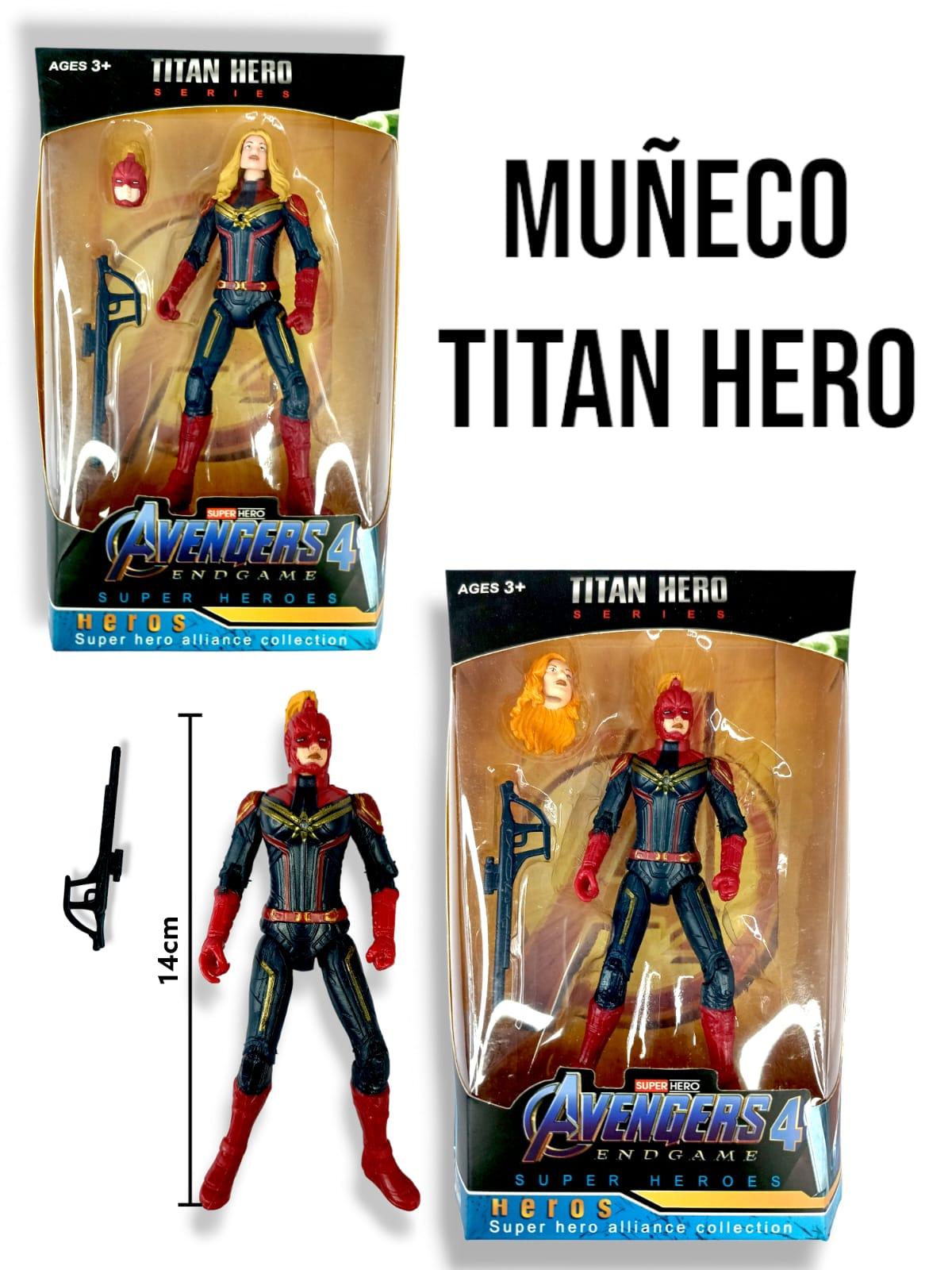 Muñeco Avengers Titan Hero CAPITANA MARVEL Accesorios 14 cm